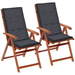 Décoshop26 - Lot de 2 coussins de chaise de jardin en tissu anthracite 120x50x3 cm DEC021542
