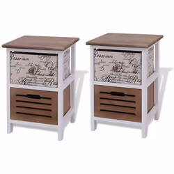 Table de nuit chevet commode armoire meuble chambre 2 pcs en bois