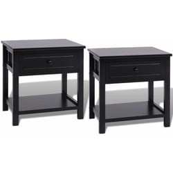 Helloshop26 - Lot de 2 tables de nuit chevet commode armoire meuble chambre mdf noir