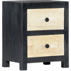 Table de nuit chevet commode armoire meuble chambre sculptée à la main gris 40x30x50 cm manguier
