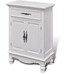 Buffet bahut armoire console meuble de rangement avec 2 portes et 1 tiroir bois blanc