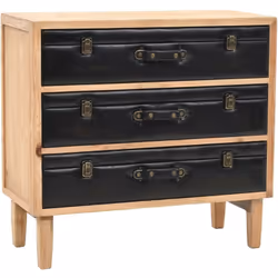 Cette armoire à tiroirs de style rétro avec des façades de tiroirs au design de valise ajoutera une touche décorative à la dé ...