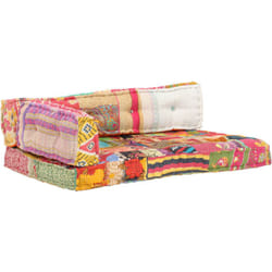 Coussin de canapé-palette 100 % coton multicolore patchwork 120 x 80 x 39 cm DEC021318