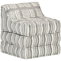 Coussin de sol pouf modulaire chaise longue en tissu gris rayé 60x70x76 cm DEC021309
