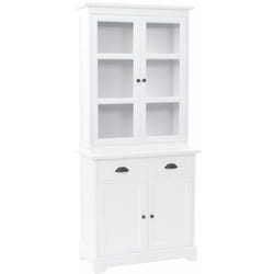 Helloshop26 - Buffet bahut armoire console meuble de rangement vaisselier avec 4 portes mdf et bois de pin 180 cm