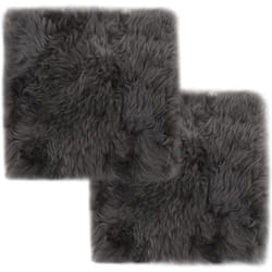 Lot de 2 coussins de chaise gris clair 40x40 cm mouton véritable DEC021288