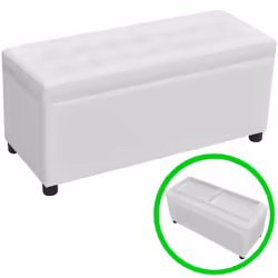 Banquette pouf tabouret meuble pouf de rangement cuir synthetique blanc
