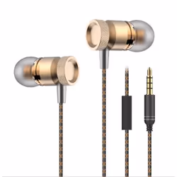 Ecouteurs Metal pour IPHONE 12 Pro Max avec Micro Kit Main Libre INTRA-AURICULAIRE Casque Universel Jack (OR)