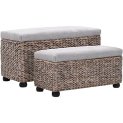 Banquette pouf tabouret meuble banc 2 pcs jacinthe d'eau gris