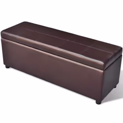 Banquette pouf tabouret meuble banc de rangement en bois brun