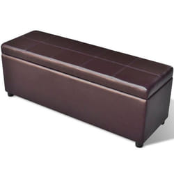 Banquette pouf tabouret meuble banc de rangement en bois brun