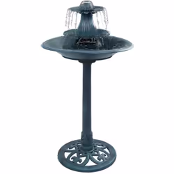 Ce bain pour oiseaux, joliment décoré avec fontaine, est un véritable accroche-regard pour votre jardin, balcon, terrasse etc ...