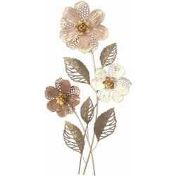 Décoshop26 - Décoration murale a suspendre motif feuilles & fleurs métal rose/or 46x6x88 cm DEC05093