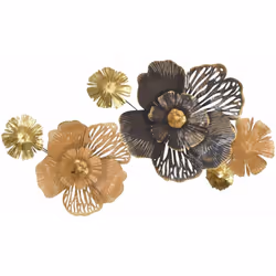 Décoration murale motif fleur en métal A suspendre Couleur: beige noir /or Fabrication en filigrane Décoratif et élégant Dime ...