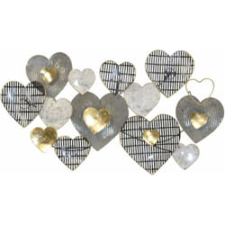Décoshop26 - Décoration murale a suspendre motif cœur noir gris et or en métal 90x6x49 cm DEC05091