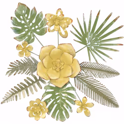 Décoration murale motif feuille et fleur en métal vert et or A suspendre Couleur: or / vert Fabrication en filigrane Décorati ...