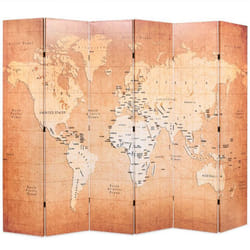 Paravent - Non spécifié - Carte du monde - 228 cm - Jaune - Pliable