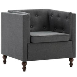 Fauteuil chaise siege lounge design club sofa salon revetement en tissu gris fonce