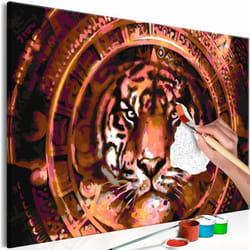 Décoshop26 - Tableau à peindre soi-même peinture par numéros motif Tigre et ornements 60x40 cm TPN110153