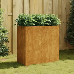 Cette jardinière pour balcon, patio, jardin et terrasse en acier corten, réputé pour sa durabilité et son caractère anticorro ...