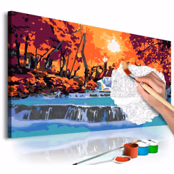 Peinture par numéros motif Cascade 60x40 cm 60x40 cm Le tableau à peindre par soi-même est une excellente idée cadeau pour ch ...