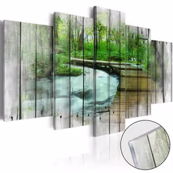 Tableaux en verre acrylique decoration murale motif Forêt des secrets en 5 parties 100x50 cm TVA110134