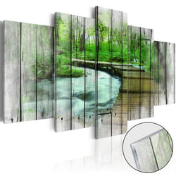 Tableaux en verre acrylique decoration murale motif Forêt des secrets en 5 parties 100x50 cm TVA110134