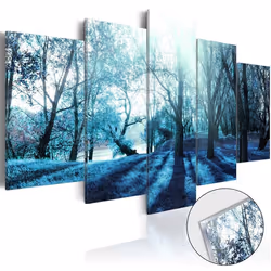 Tableaux en verre acrylique decoration murale en 5 panneaux motif Clairiere bleu 100x50 cm TVA110108