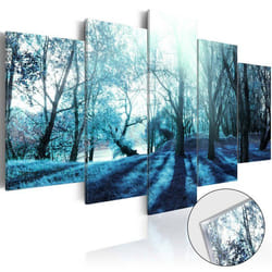 Tableaux en verre acrylique decoration murale en 5 panneaux motif Clairiere bleu 100x50 cm TVA110108