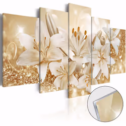 Tableaux en verre acrylique décoration murale motif Bouquet d'or en 5 panneaux Dimensions: 100x50 cm Dimensions par panneaux: ...