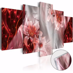 Tableaux en verre acrylique décoration murale motif Comète Incarnadine en 5 panneaux Dimensions: 100x50 cm Dimensions par pan ...