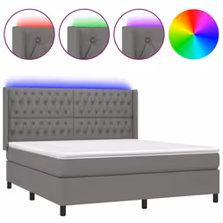 Cadre de lit LED - TDL - 160x200 cm - Tissu gris foncé - 2 places - Sommier tapissier