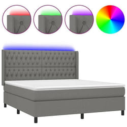 Cadre de lit LED - TDL - 160x200 cm - Tissu gris foncé - 2 places - Sommier tapissier
