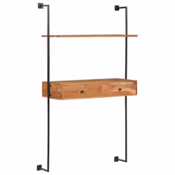 Bureau mural - Design - Bois dacacia - 2 tiroirs - 1 étagère - 170 cm