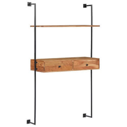 Bureau mural - Design - Bois dacacia - 2 tiroirs - 1 étagère - 170 cm