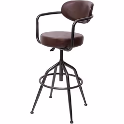 1x tabouret de bar pivotant style industriel réglable en hauteur marron vintage avec dossier Réglable en hauteur en continu P ...