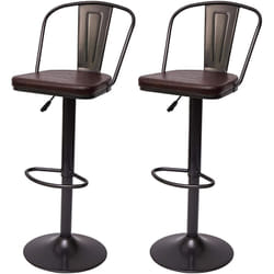 2x tabourets de bar en synthétique marron et métal noir style industrielle hauteur réglable TDB04053