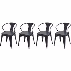 4x chaise de salle à manger cuisine en synthétique et métal style industrielle gris noir Boutons décoratifs sur le siège Desi ...
