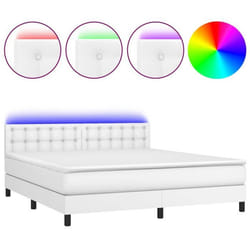 Cadre de lit LED - Non spécifié - 180x200 cm - Similicuir blanc - 2 places - Design contemporain