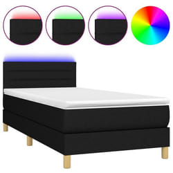 Cadre de lit LED - TDL - 90x190 cm - Tissu noir - 1 place - Sommier tapissier