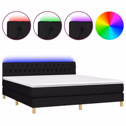 Cadre de lit LED avec sommier tête de lit matelas 180x200 cm tissu noir TDL0209162