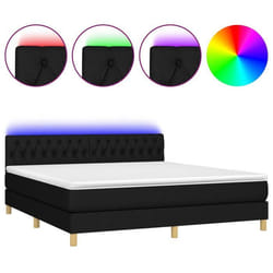 Cadre de lit LED avec sommier tête de lit matelas 180x200 cm tissu noir TDL0209162