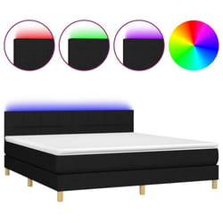 Cadre de lit LED - TDL - 160x200 cm - Tissu noir - 2 places - Sommier tapissier