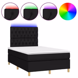 Cadre de lit LED - TDL - 120 x 200 cm - Tissu noir - 1 place - Sommier tapissier