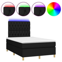 Cadre de lit LED - TDL - 120 x 200 cm - Tissu noir - 1 place - Sommier tapissier