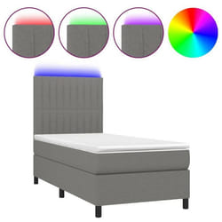 Cadre de lit LED avec soier tête de lit matelas 90 par 190 tissu gris fonce
