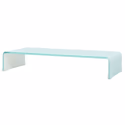 Meuble TV - Design - Verre Trempé - 70 cm - Blanc - Support Moniteur