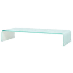 Meuble TV - Design - Verre Trempé - 70 cm - Blanc - Support Moniteur
