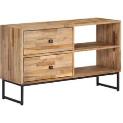 Meuble télé buffet tv télévision design pratique bois de teck recyclé 90 cm