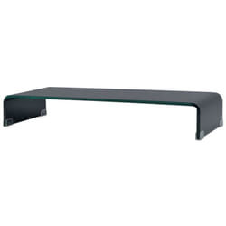 Helloshop26 - Meuble télé buffet tv télévision design pratique support pour moniteur 80 cm verre noir